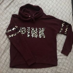 VS PINK Maroon Cowl Neck Sweatshirt